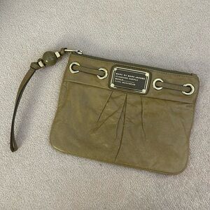 Mustard green Marc by Marc Jacob’s leather  clutch wristlet bag
